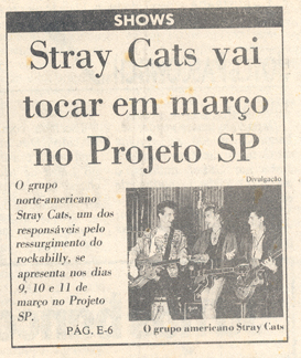 Jornal de quando o Stray Cats tocou no Brasil em 1990